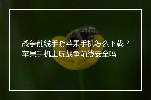 战争前线手游苹果手机怎么下载？苹果手机上玩战争前线安全吗？