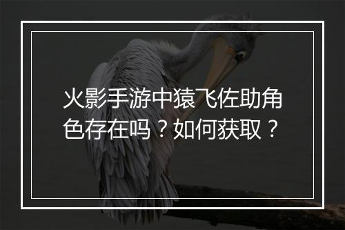 火影手游中猿飞佐助角色存在吗？如何获取？