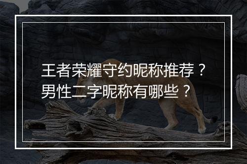 王者荣耀守约昵称推荐？男性二字昵称有哪些？