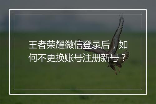 王者荣耀微信登录后，如何不更换账号注册新号？