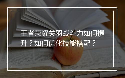 王者荣耀关羽战斗力如何提升？如何优化技能搭配？