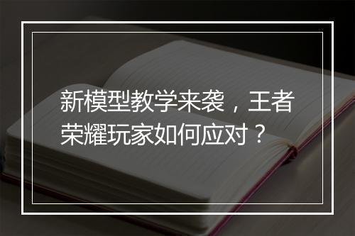 新模型教学来袭，王者荣耀玩家如何应对？
