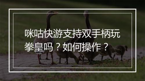 咪咕快游支持双手柄玩拳皇吗?如何操作?