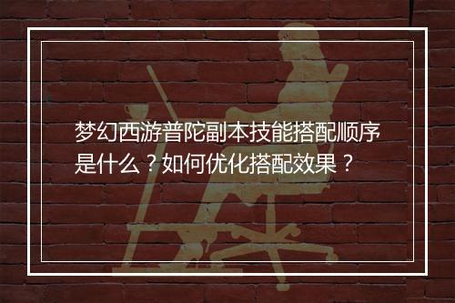 梦幻西游普陀副本技能搭配顺序是什么？如何优化搭配效果？