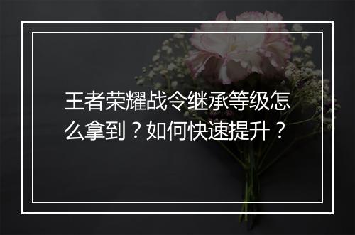 王者荣耀战令继承等级怎么拿到？如何快速提升？