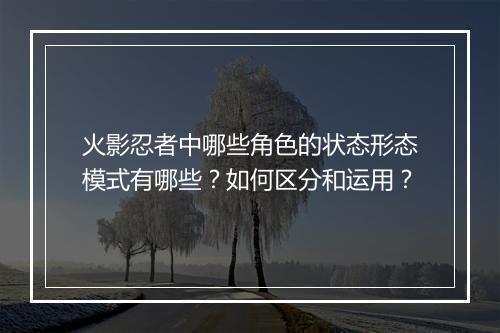 火影忍者中哪些角色的状态形态模式有哪些？如何区分和运用？