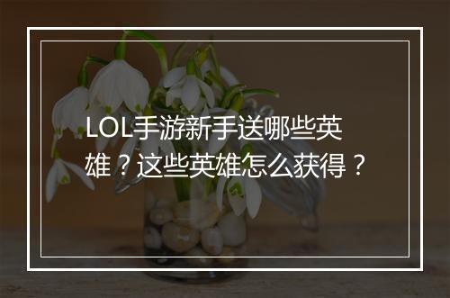 LOL手游新手送哪些英雄?这些英雄怎么获得?