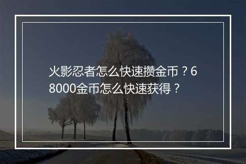 火影忍者怎么快速攒金币？68000金币怎么快速获得？
