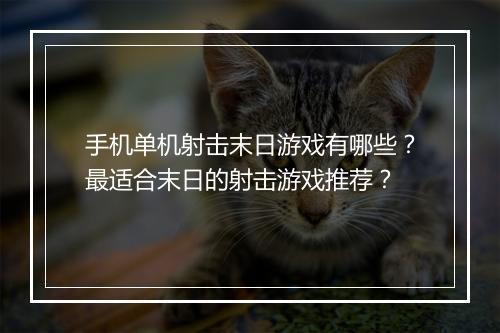手机单机射击末日游戏有哪些？最适合末日的射击游戏推荐？
