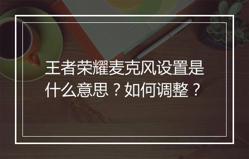 王者荣耀麦克风设置是什么意思?如何调整?