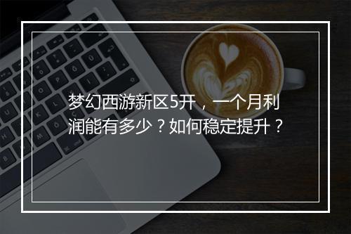 梦幻西游新区5开，一个月利润能有多少？如何稳定提升？