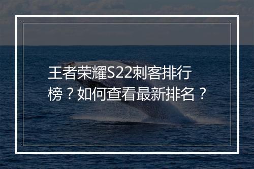 王者荣耀S22刺客排行榜?如何查看最新排名?