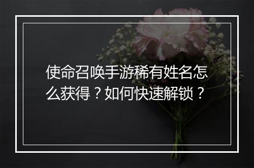 使命召唤手游稀有姓名怎么获得？如何快速解锁？