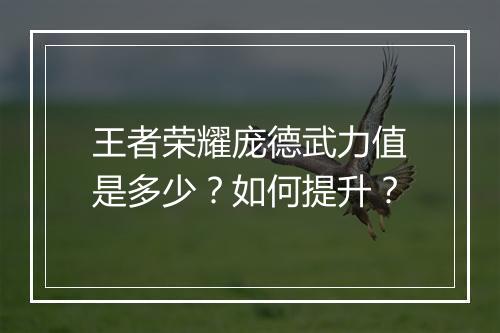 王者荣耀庞德武力值是多少？如何提升？