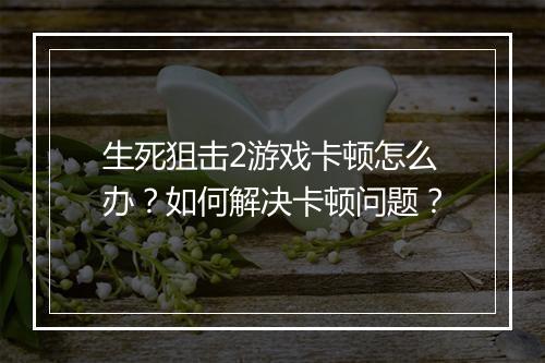 生死狙击2游戏卡顿怎么办？如何解决卡顿问题？