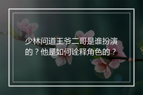 少林问道王爷二哥是谁扮演的？他是如何诠释角色的？