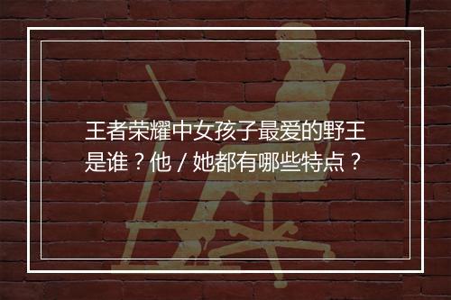 王者荣耀中女孩子最爱的野王是谁?他/她都有哪些特点?