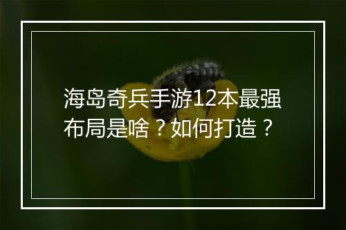 海岛奇兵手游12本最强布局是啥?如何打造?