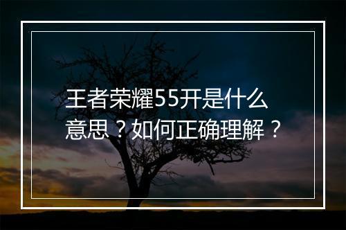 王者荣耀55开是什么意思?如何正确理解?