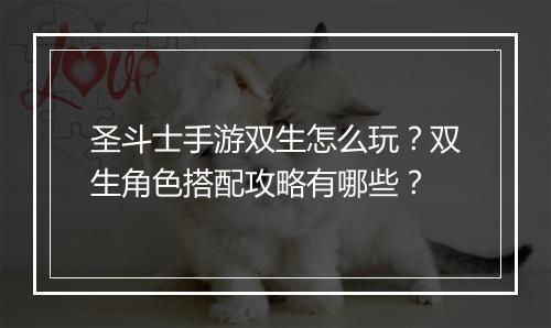 圣斗士手游双生怎么玩？双生角色搭配攻略有哪些？