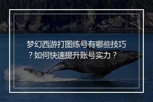 梦幻西游打图练号有哪些技巧？如何快速提升账号实力？