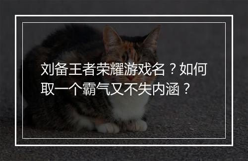 刘备王者荣耀游戏名？如何取一个霸气又不失内涵？