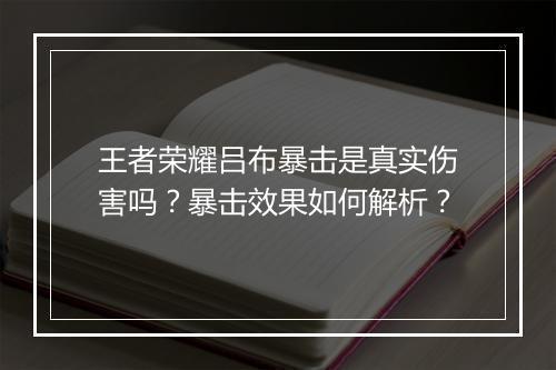 王者荣耀吕布暴击是真实伤害吗？暴击效果如何解析？