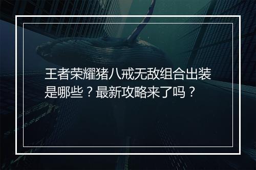 王者荣耀猪八戒无敌组合出装是哪些？最新攻略来了吗？