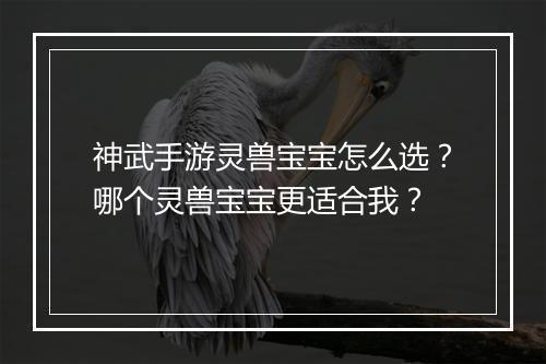 神武手游灵兽宝宝怎么选？哪个灵兽宝宝更适合我？