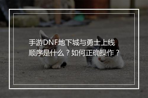 手游DNF地下城与勇士上线顺序是什么？如何正确操作？