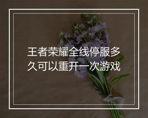 王者荣耀全线停服多久可以重开一次游戏
