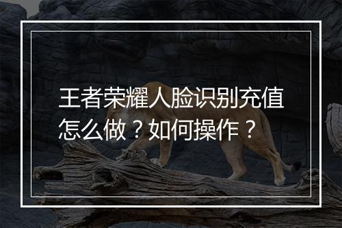王者荣耀人脸识别充值怎么做？如何操作？