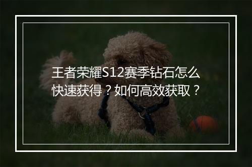 王者荣耀S12赛季钻石怎么快速获得？如何高效获取？