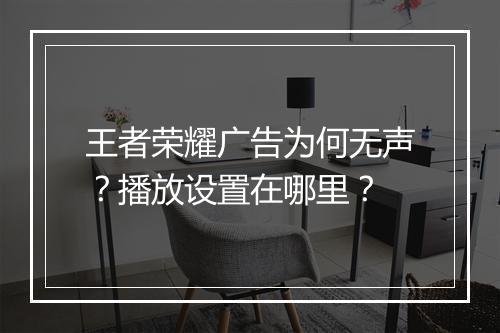 王者荣耀广告为何无声？播放设置在哪里？