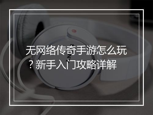 无网络传奇手游怎么玩？新手入门攻略详解