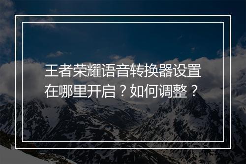 王者荣耀语音转换器设置在哪里开启？如何调整？