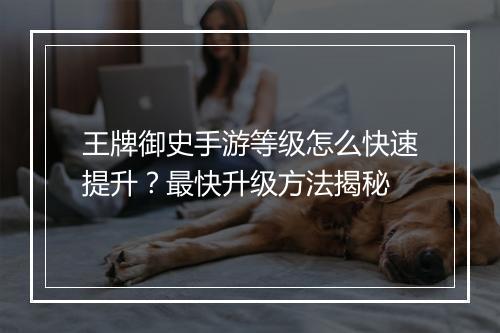 王牌御史手游等级怎么快速提升？最快升级方法揭秘