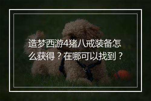 造梦西游4猪八戒装备怎么获得？在哪可以找到？