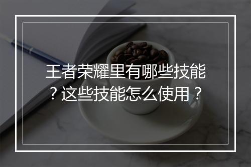 王者荣耀里有哪些技能？这些技能怎么使用？