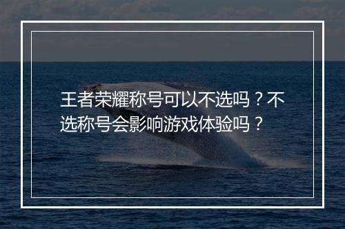 王者荣耀称号可以不选吗？不选称号会影响游戏体验吗？