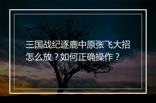 三国战纪逐鹿中原张飞大招怎么放？如何正确操作？