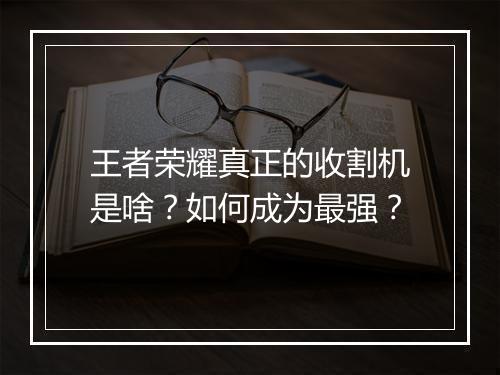王者荣耀真正的收割机是啥?如何成为最强?