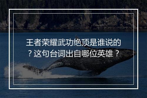 王者荣耀武功绝顶是谁说的？这句台词出自哪位英雄？