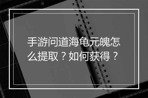 手游问道海龟元魄怎么提取？如何获得？