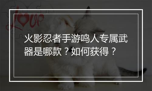 火影忍者手游鸣人专属武器是哪款？如何获得？