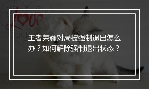 王者荣耀对局被强制退出怎么办？如何解除强制退出状态？