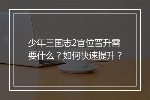 少年三国志2官位晋升需要什么？如何快速提升？