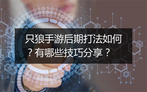 只狼手游后期打法如何？有哪些技巧分享？