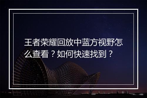 王者荣耀回放中蓝方视野怎么查看？如何快速找到？