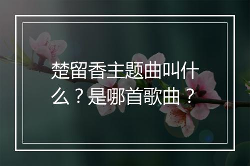 楚留香主题曲叫什么？是哪首歌曲？